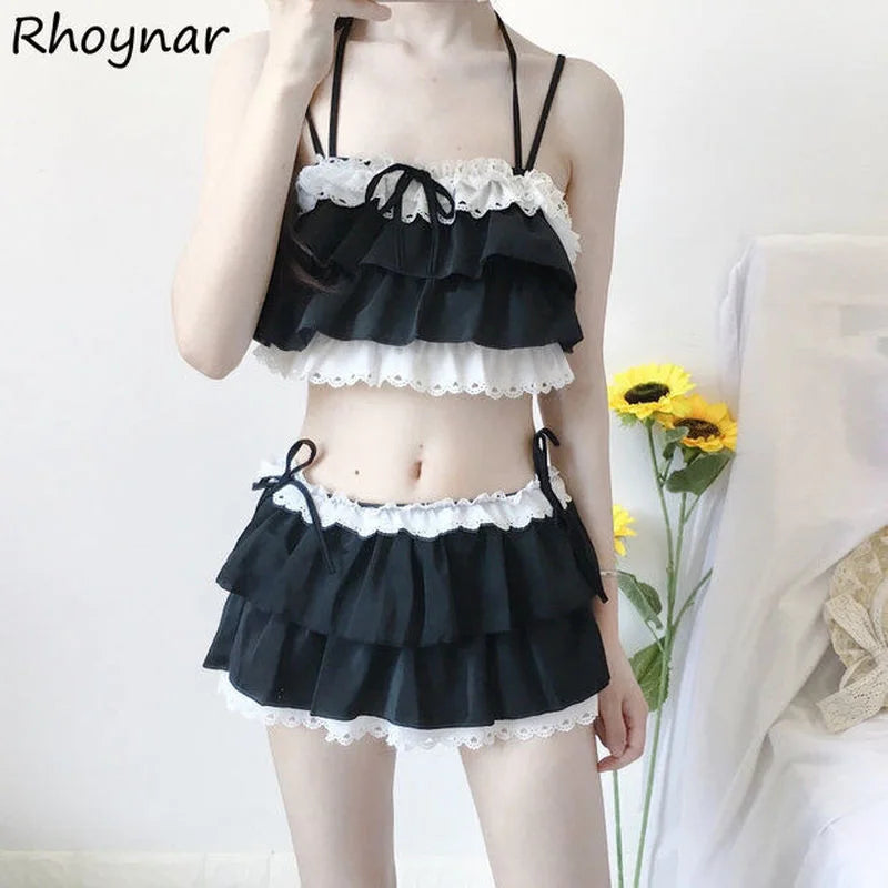 Bikini Sets Women Swimsuit Kawaii Japanese Style Girls Sweet Sexy Swimwear Chic Popular High Waist Summer Beach Slim Female Lady