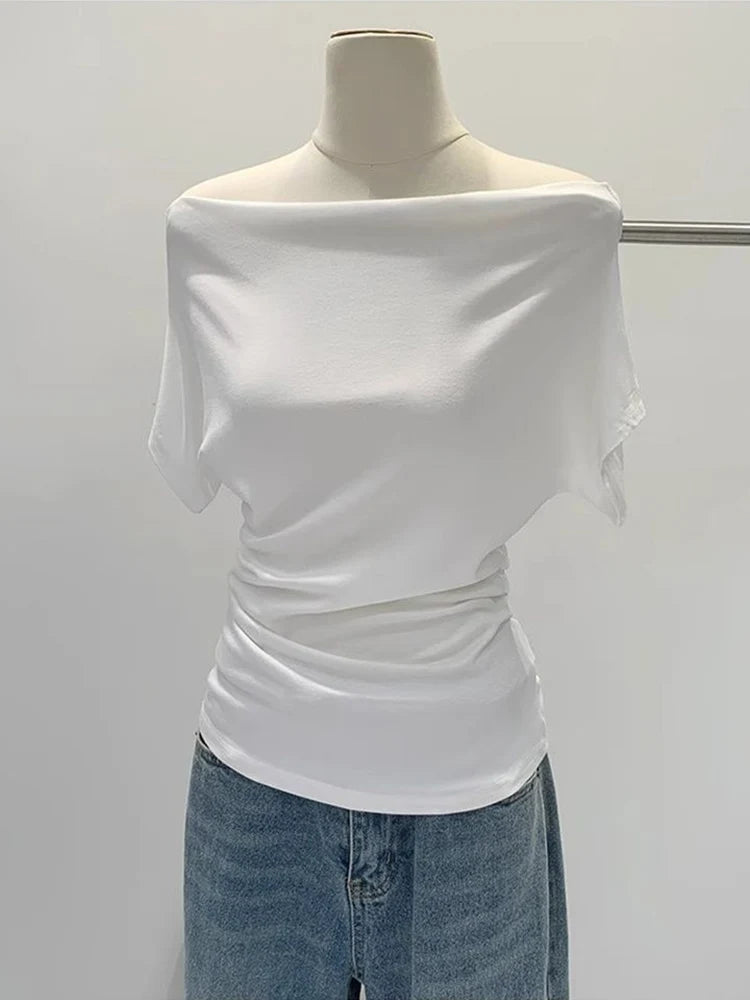 One shoulder black t-shirt