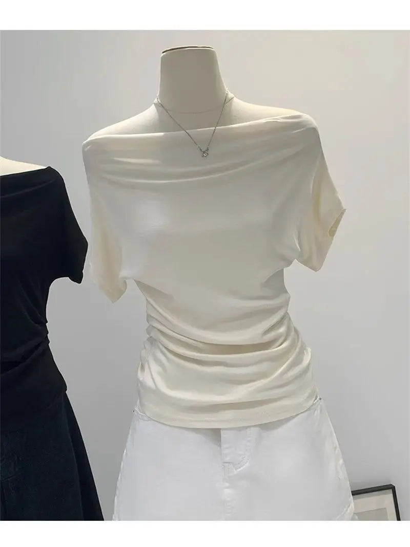 One shoulder black t-shirt