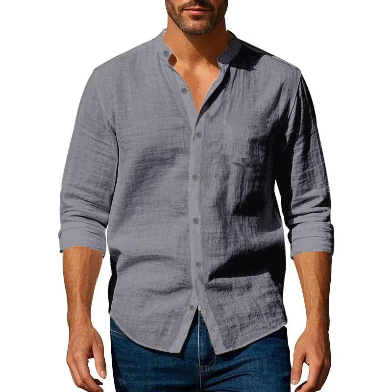 Cotton linen shirt henley