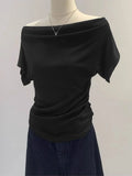 One shoulder black t-shirt