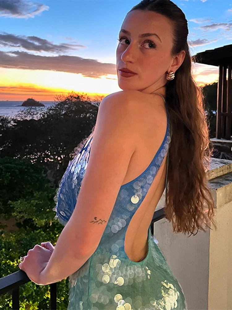 Halter sequin short dress