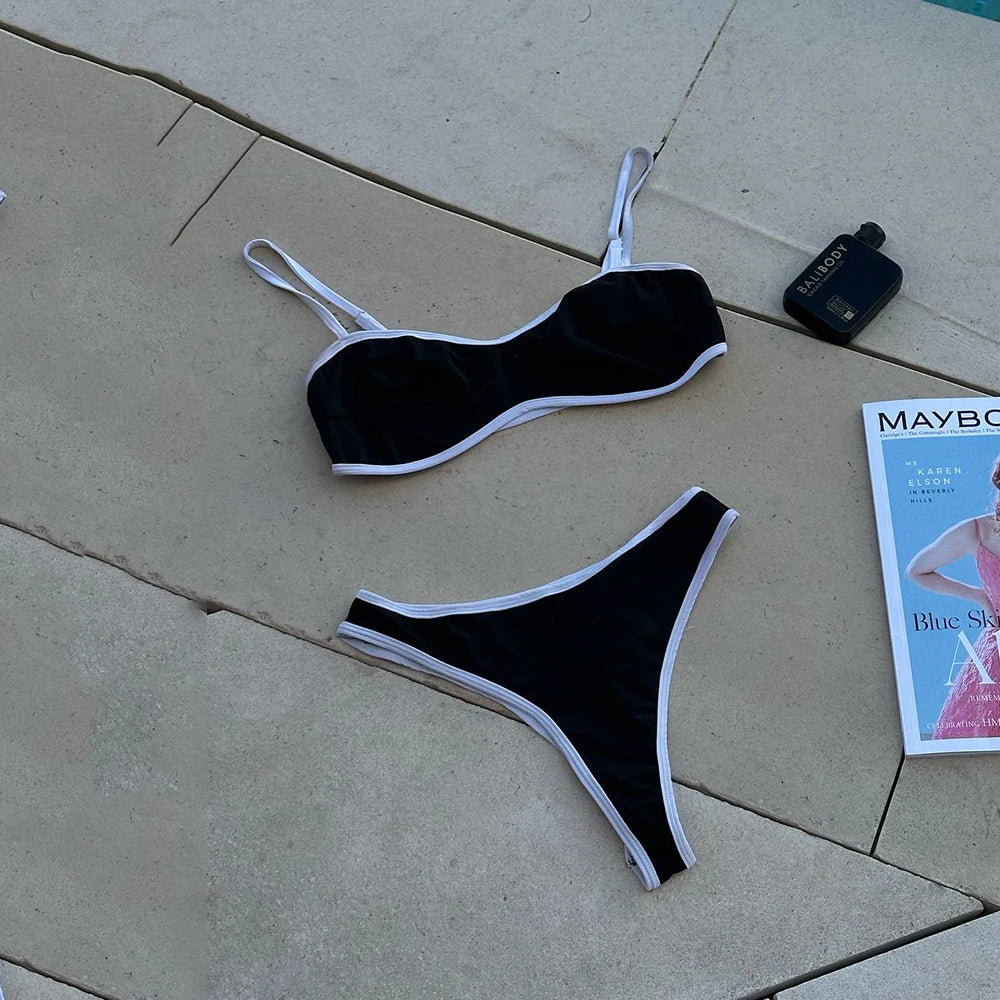 Black white micro bikini