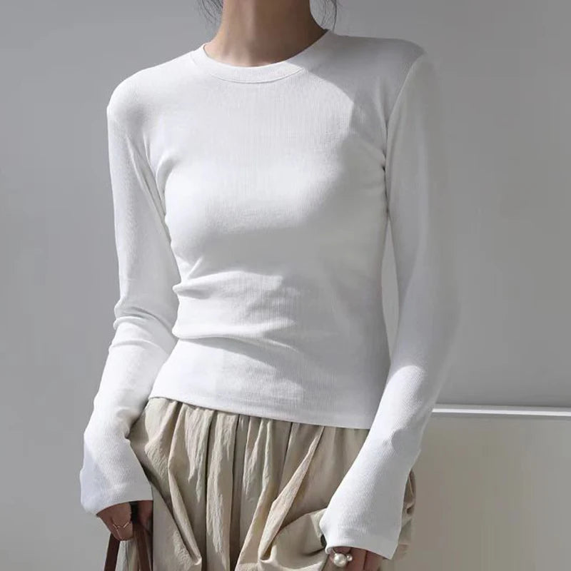 Cotton O neck long sleeve