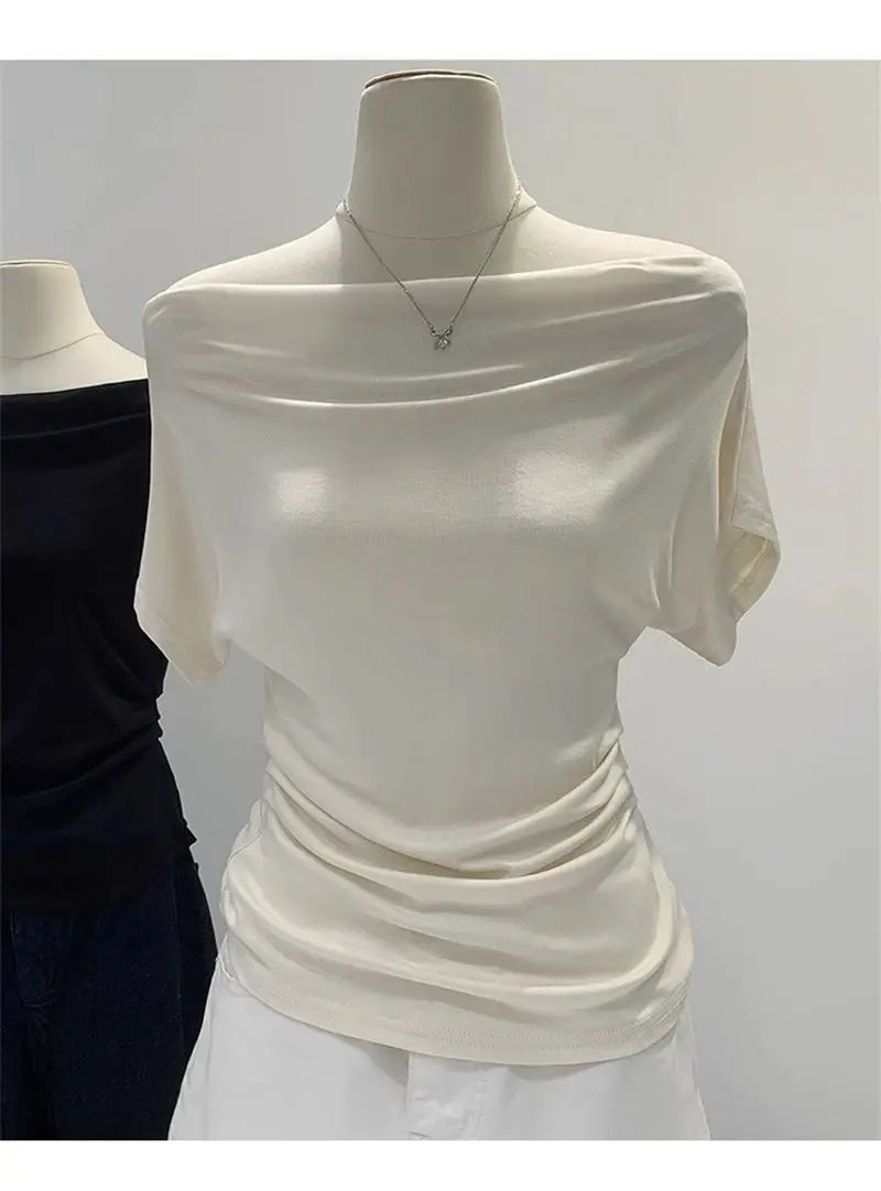 One shoulder black t-shirt