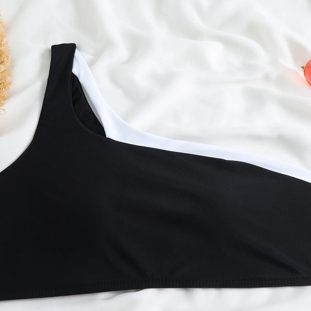 Bikini 2023 Women High Waist Swimsuit Sexy One Shoulder Beachwear Push Up Bathing Suit Cutout Swimwear Two Piece Swimsuit Women