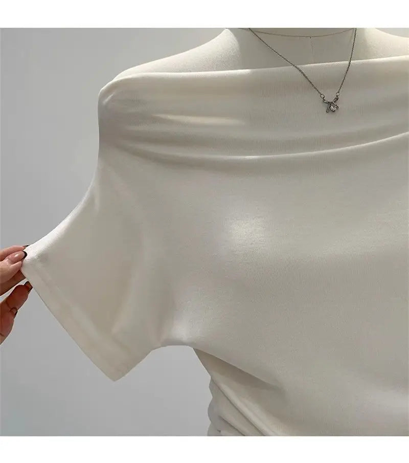 One shoulder black t-shirt