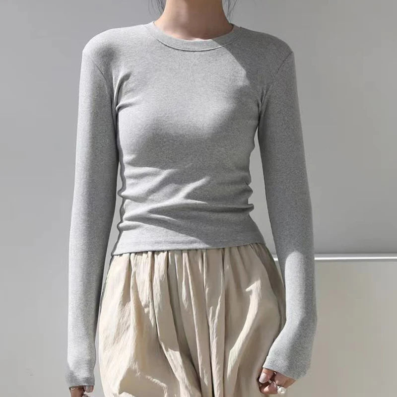 Cotton O neck long sleeve