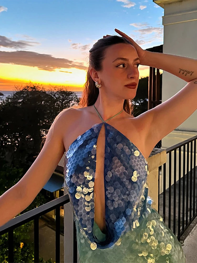 Halter sequin short dress