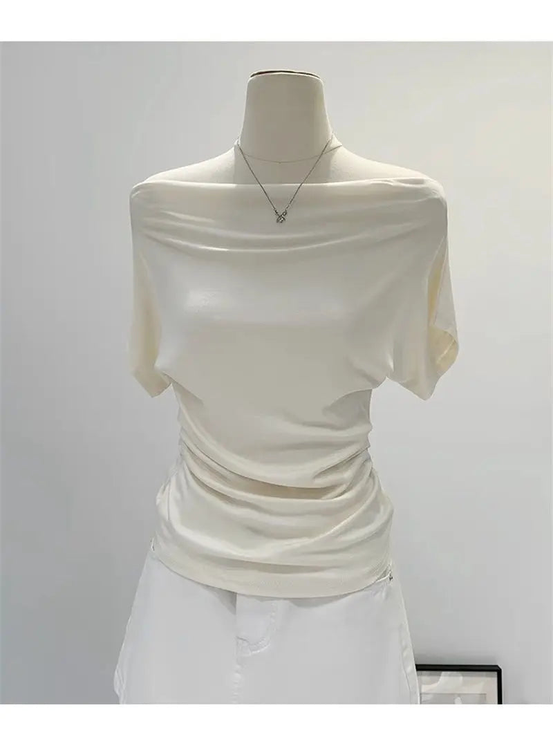 One shoulder black t-shirt