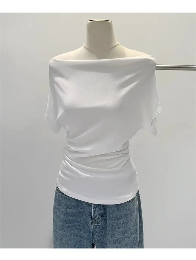 One shoulder black t-shirt