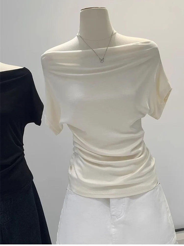 One shoulder black t-shirt