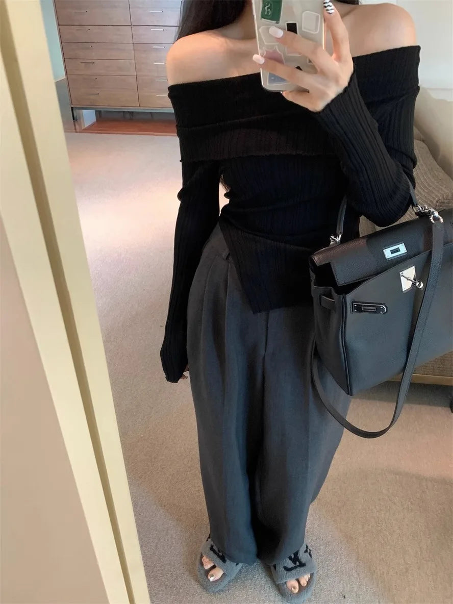 Elegant off shoulder sweater