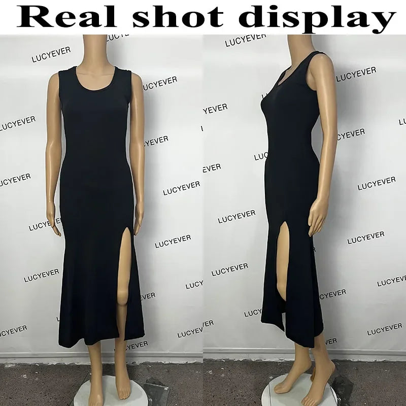 Black sleeveless strap dress
