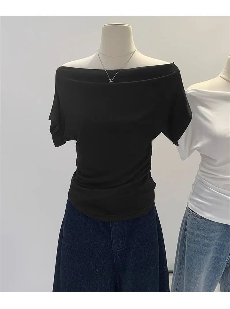 One shoulder black t-shirt