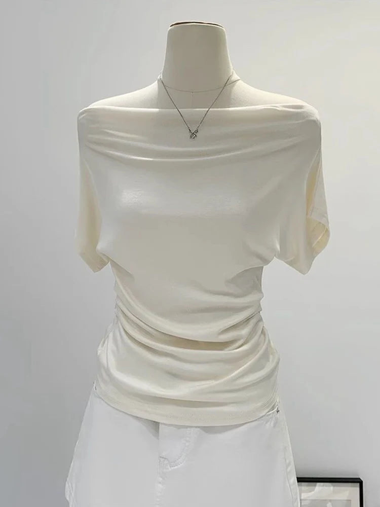 One shoulder black t-shirt