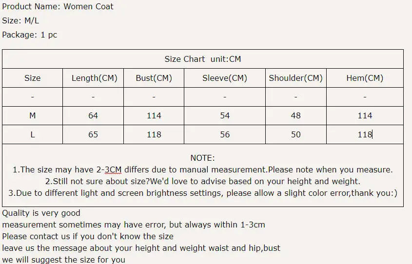 Women winter warm coat