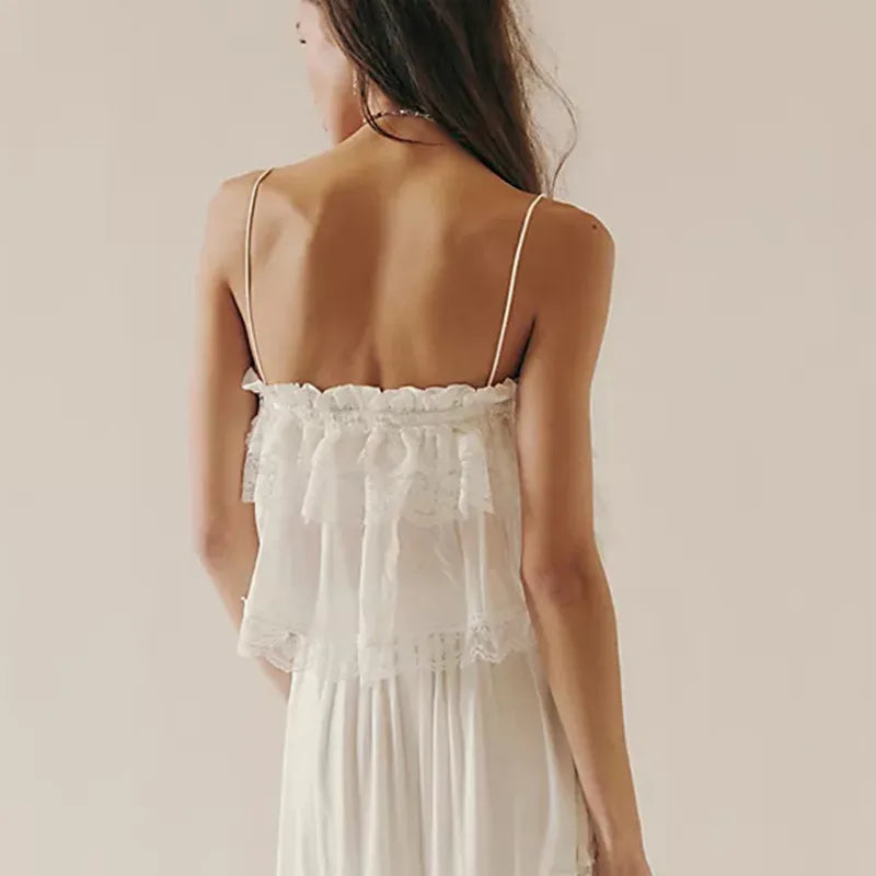 Women's lace ruffle tops