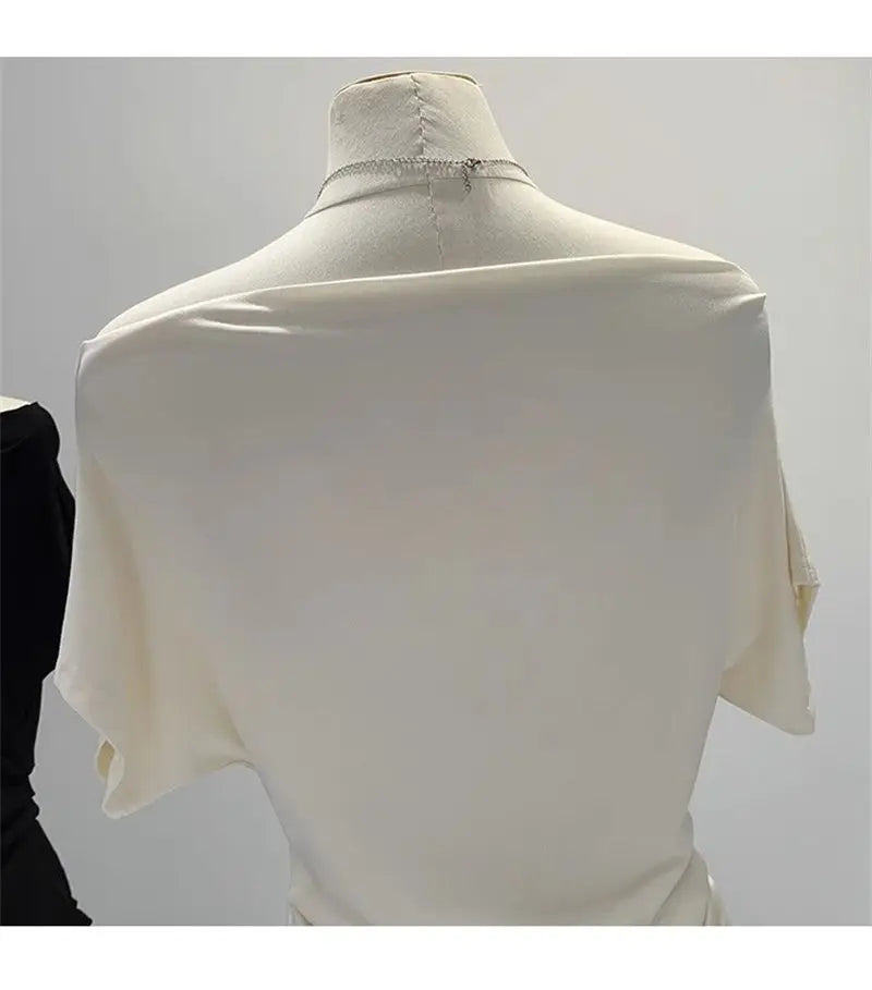 One shoulder black t-shirt