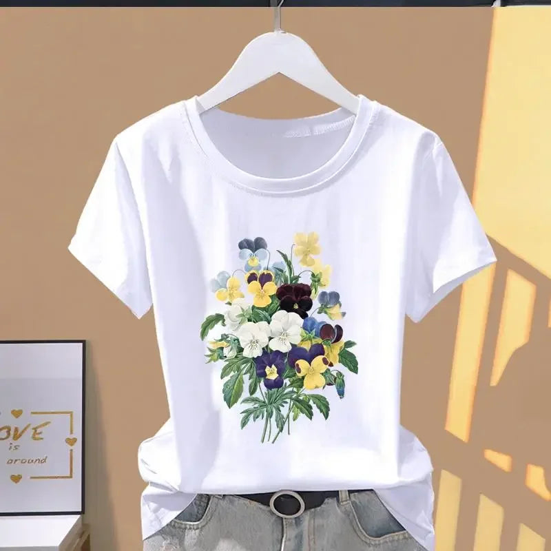Print floral fashion t-shirt