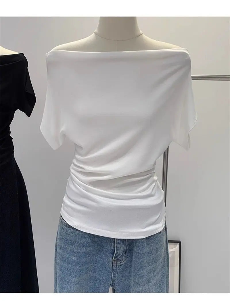 One shoulder black t-shirt