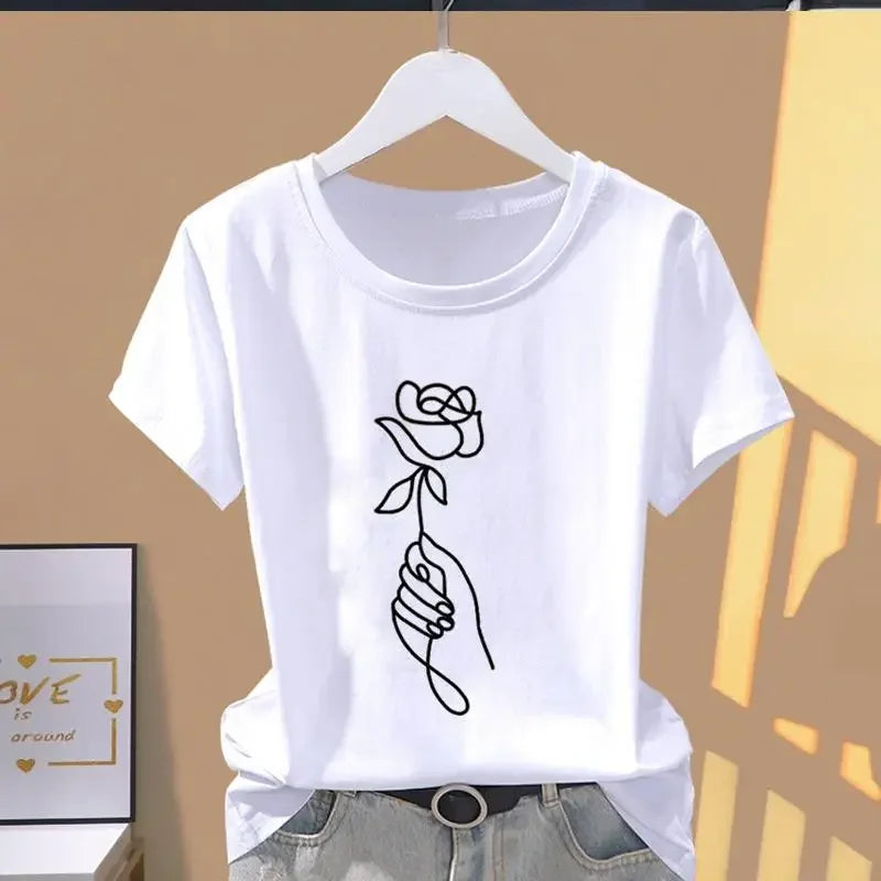 Print floral fashion t-shirt