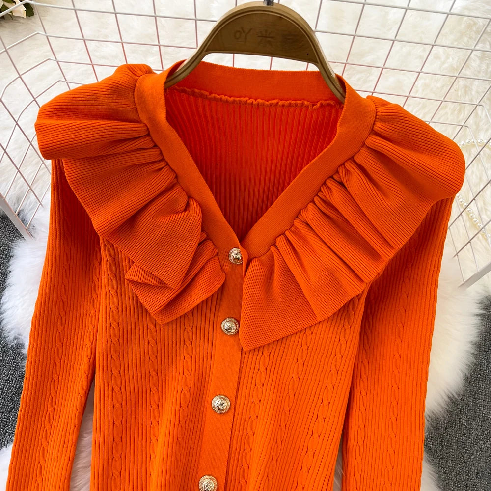 Ruffles V neck sweater