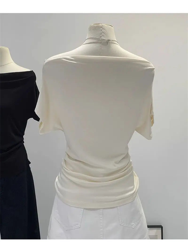 One shoulder black t-shirt